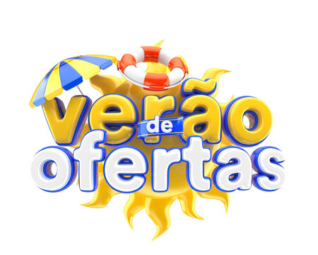 Ver&atilde;o de Ofertas Selo 3D render