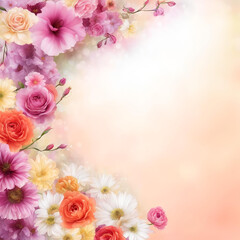 Delicate background with flowers on the edges for congratulations.
