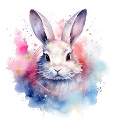 watercolor rabbit print,  isolated