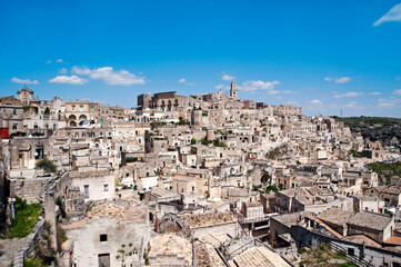 Matera, Basilicata, Italy: Landscape view of the old town - Sassi di Matera, European Capital of Culture for 2019.