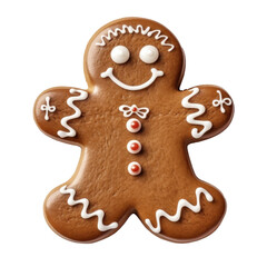 Gingerbread man cookie cutout glossy icing isolated