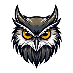 OwlOwl Portrait Sticker, Owl head mascot logo illustration, Owl character, generative ai