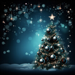 Obraz na płótnie Canvas Christmas background with snowy Christmas trees on dark blue background with space for text, Merry Christmas