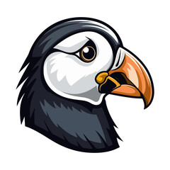 Puffin Portrait Sticker, Puffin head mascot logo illustration, Puffin character, generative ai