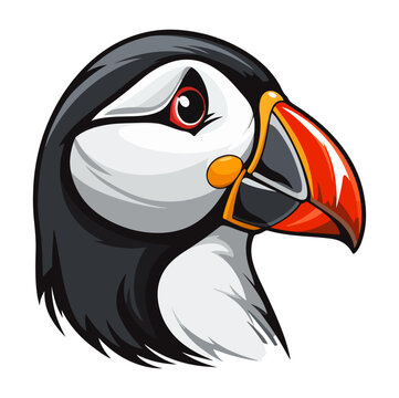 recommend clip art: Puffin Portrait Sticker, Puffin head mascot logo illustration, Puffin character, generative ai