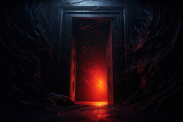 red light cave door to hell generative ai