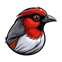 red capped robin Portrait Sticker, red capped robin head mascot logo illustration, red capped robin character, generative ai