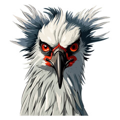 Secretary Bird Portrait Sticker, Secretary Bird head mascot logo illustration, Secretary Bird character, generative ai