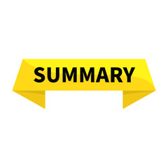 Summary In Yellow Rectangle Ribbon Shape For Result Detail Information Announcement Business Social Media Marketing
