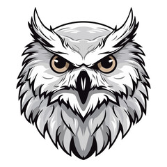 Snowy owl Portrait Sticker, Snowy owl head mascot logo illustration, Snowy owl character, generative ai