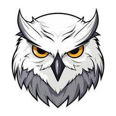Snowy owl Portrait Sticker, Snowy owl head mascot logo illustration, Snowy owl character, generative ai