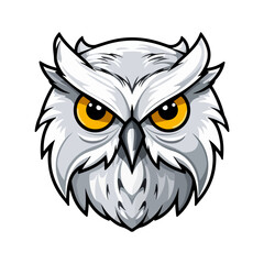 Snowy owl Portrait Sticker, Snowy owl head mascot logo illustration, Snowy owl character, generative ai