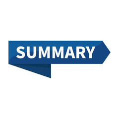 Summary In Blue Rectangle Ribbon Shape For Result Detail Information Announcement Business Social Media Marketing
