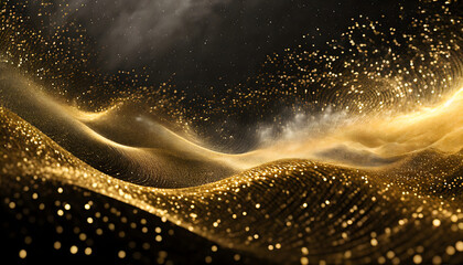 Gilded Elegance - Abstract Luxury Golden Particles Wave