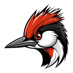 Woodpecker Portrait Sticker, Woodpecker head mascot logo illustration, Woodpecker character, generative ai