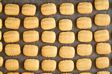 Homemade Christmas cookies on a baking paper