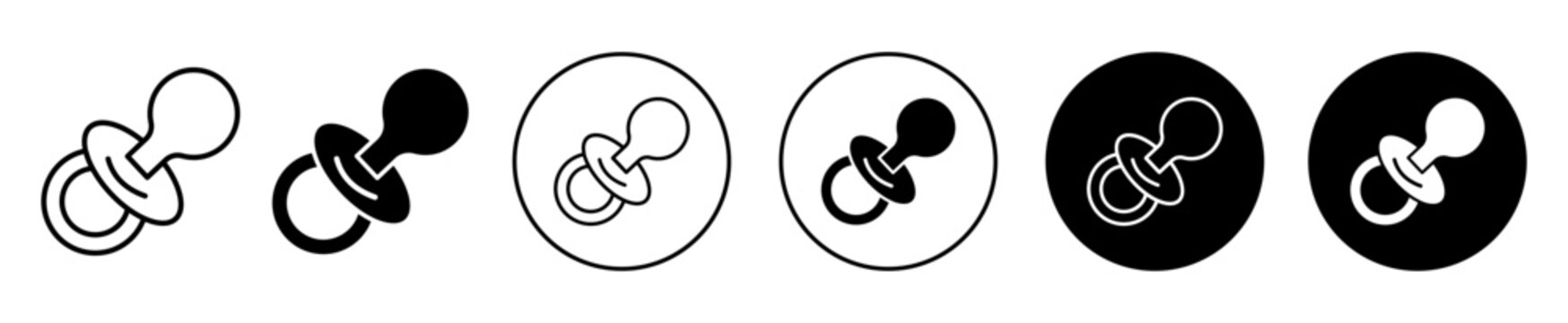 Nipple icon. newborn baby child or toddler infant kid pacifier rubber nipple vector set. nursing babysitting milk feeding soft nipple pacifier  symbol logo sign