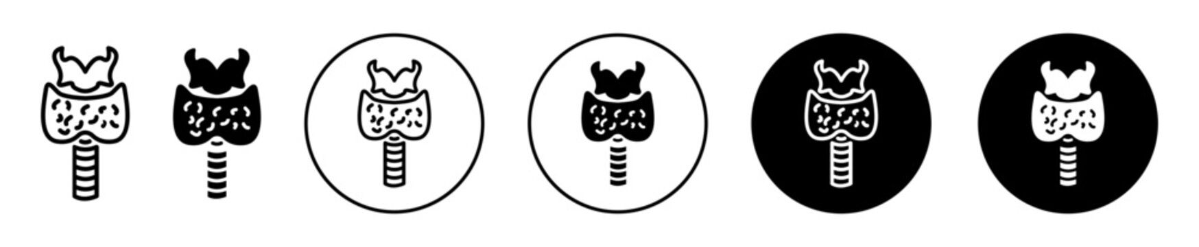 Thyroid gland icon. human throat gland disorder or tumor larynx due to swollen logo vector set. parathyroid endocrine thyroid gland anatomy symbol. thyroid cancer sign