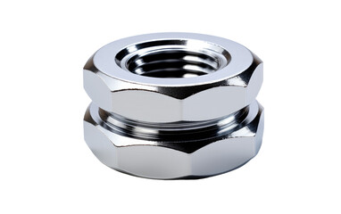 Pair Of Shining Steel Nut on White or PNG Transparent Background.