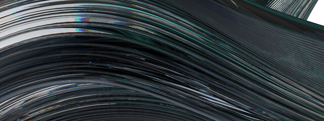 Glass chrome reflection and refraction Luxury Bezier curve Elegant Modern 3D Rendering abstract background