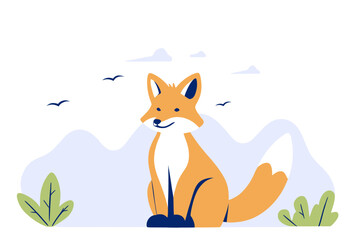 Fox character, flat vector illustration.