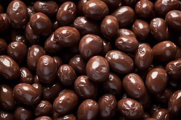 Close up of chocolate covered raisins - obrazy, fototapety, plakaty