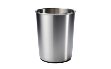 Big Stylish Stainless Steel Trash Can on White or PNG Transparent Background.