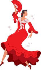 Beautiful Spanish flamenco dancer.  Graceful woman dancing. Spanish culture. - 691978006