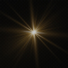Light effect star flashed. Glare of light and flash. On a black background.	
