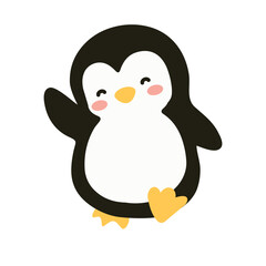 Cute animal bird penguin cartoon flat