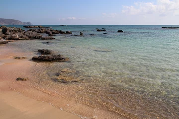 Vitrage gordijnen Elafonissi Strand, Kreta, Griekenland beach and mediterranean sea at elafonissi in crete in greece