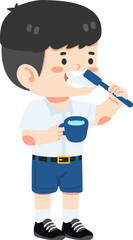 Boy brushing clean teeth cartoon