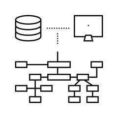 relational database line icon vector. relational database sign. isolated contour symbol black illustration