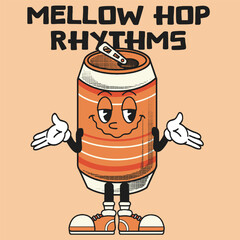 Beer Character Design With Slogan Mellow hop rhythms