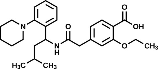 Repaglinide structural formula, vector illustration