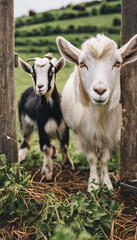 Obraz na płótnie Canvas Agricultural Harmony Capturing the Essence of Farm Life with Goats