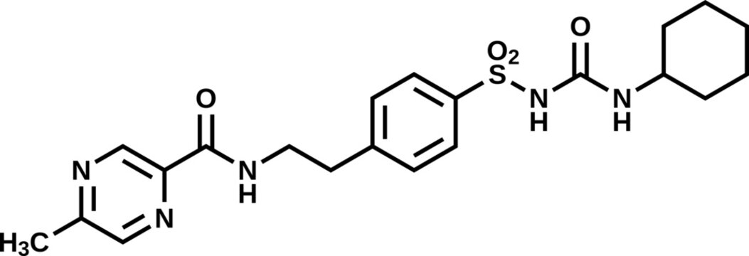 Glipizide structural formula, vector illustration