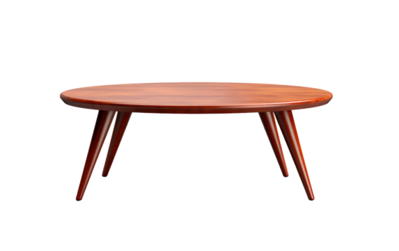 Circle Shape Wooden Coffee Table With Modern Design on White or PNG Transparent Background.