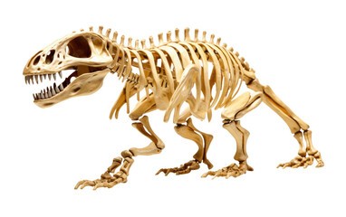 Fototapeta premium Dinosaur Skeleton Model On Transparent PNG