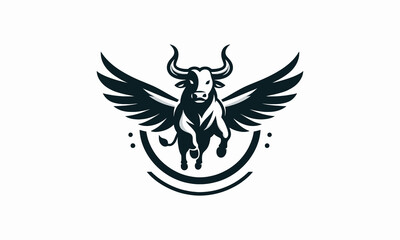 flying bull vector illustration logo design