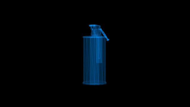 4k wireframe smoke grenade technology, transparent background