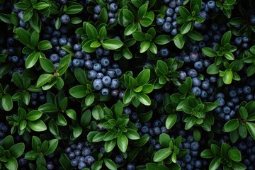  a close up of a bunch of blueberries on a bush with green leaves and blue berries on the bush. - Powered by Adobe