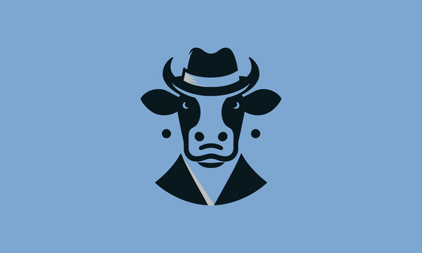recommend clip art: head cow wearing top hat vector outline design