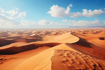 Fototapeta na wymiar sandy desert landscape. Picture undulating dunes stretching endlessly beneath the boundless sky