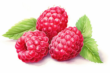 Watercolor illustration of a paspberry on a white background. AI generative