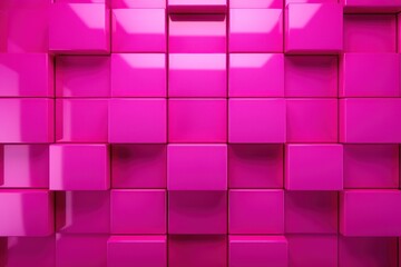  a close up of a pink wall made of squares and rectangles of different sizes and shapes and colors.