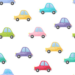 Cute children's seamless pattern with cars. Creative kids texture for fabric, wrapping, textile, wallpaper, apparel. Vector illustration