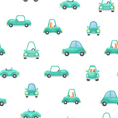 Cute children's seamless pattern with cars. Creative kids texture for fabric, wrapping, textile, wallpaper, apparel. Vector illustration