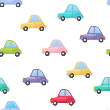 Cute children's seamless pattern with cars. Creative kids texture for fabric, wrapping, textile, wallpaper, apparel. Vector illustration