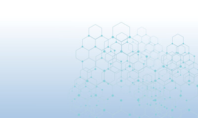 Free vector white background with blue tech hexagon